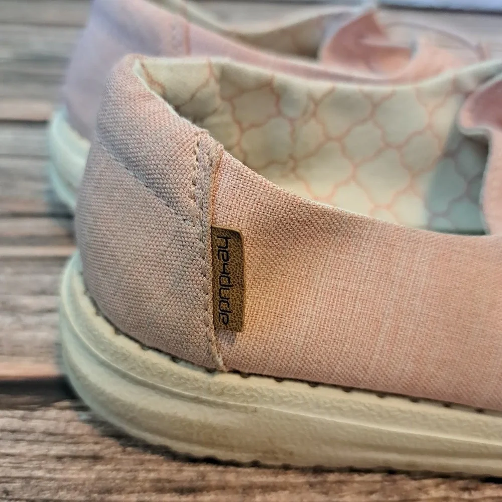 Hey Dude Wendy Youth Linen Cotton Candy Pink Slip On Shoes US 3Y EU 35 130125018